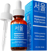 Sérum SeoulCeuticals acide hyaluronique visage bouteille: hydratation douce et durable.