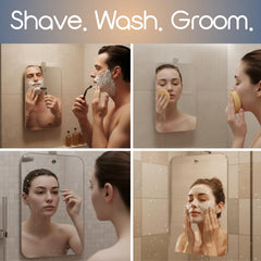 Miroir SereniBath installation simple dans la douche pour une routine rapide.