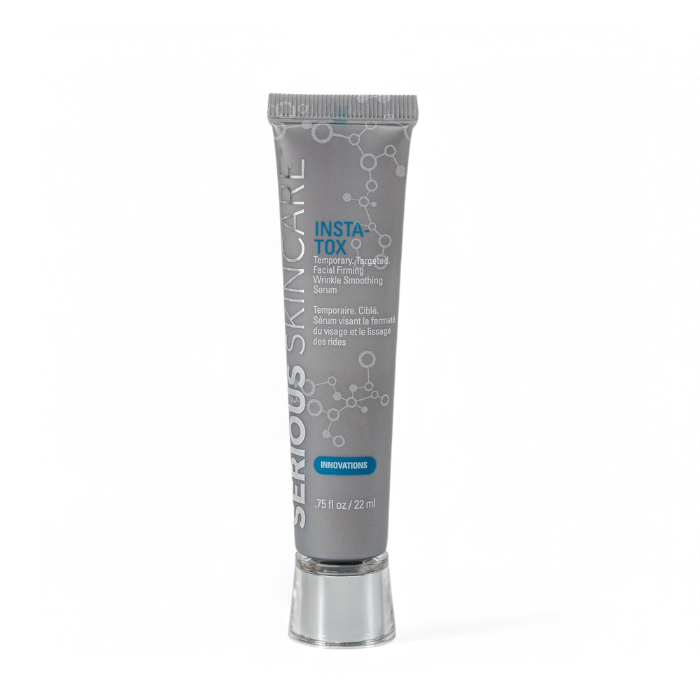 Sérum INSTA-TOX Serious Skincare sur le visage, effet immédiat pour lisser les rides