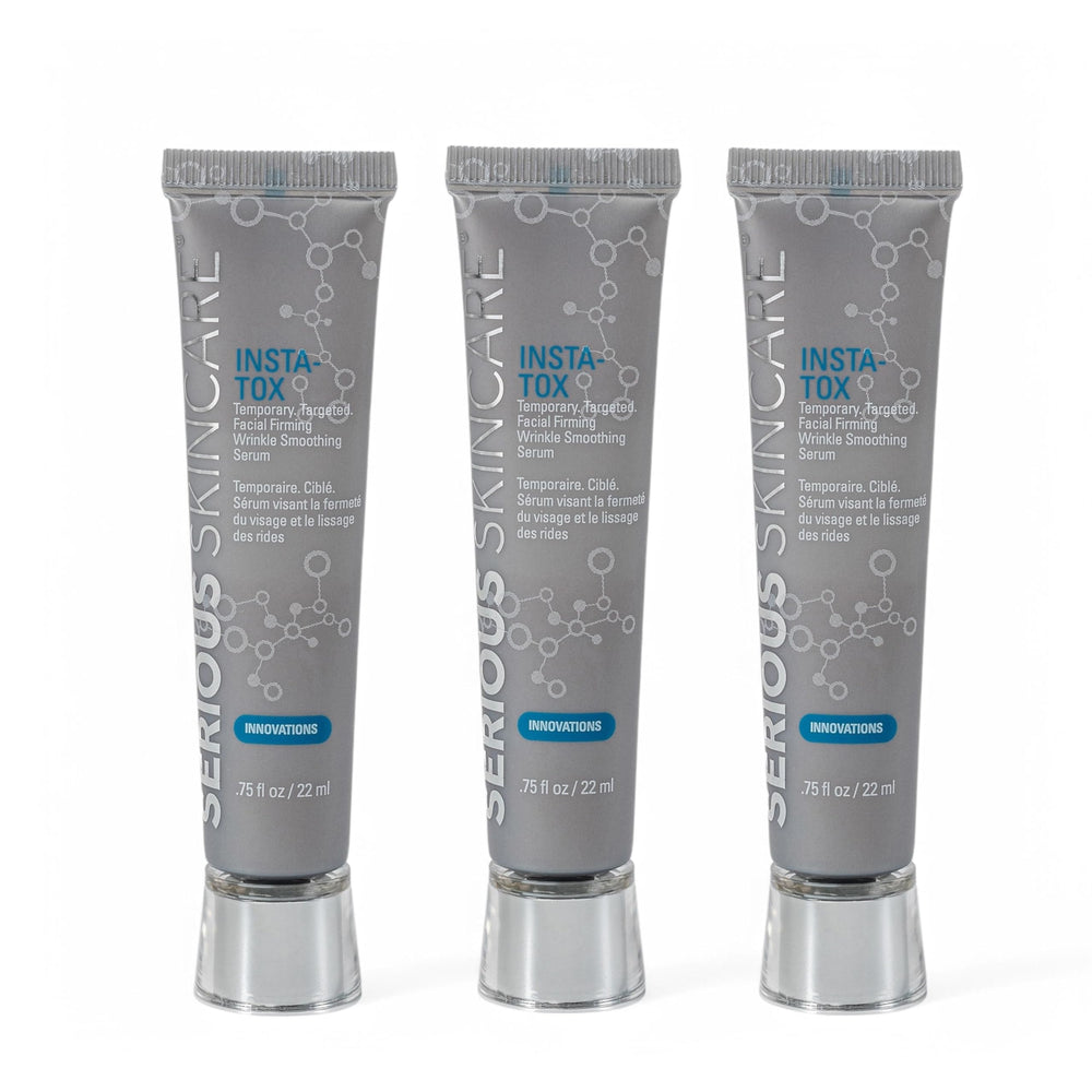 Sérum INSTA-TOX Serious Skincare, bouteille-serum: peau visiblement plus lisse.