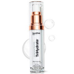 Serovital TriHydrate sérum bouteille pompe pour hydratation en profondeur et peau repulpée.