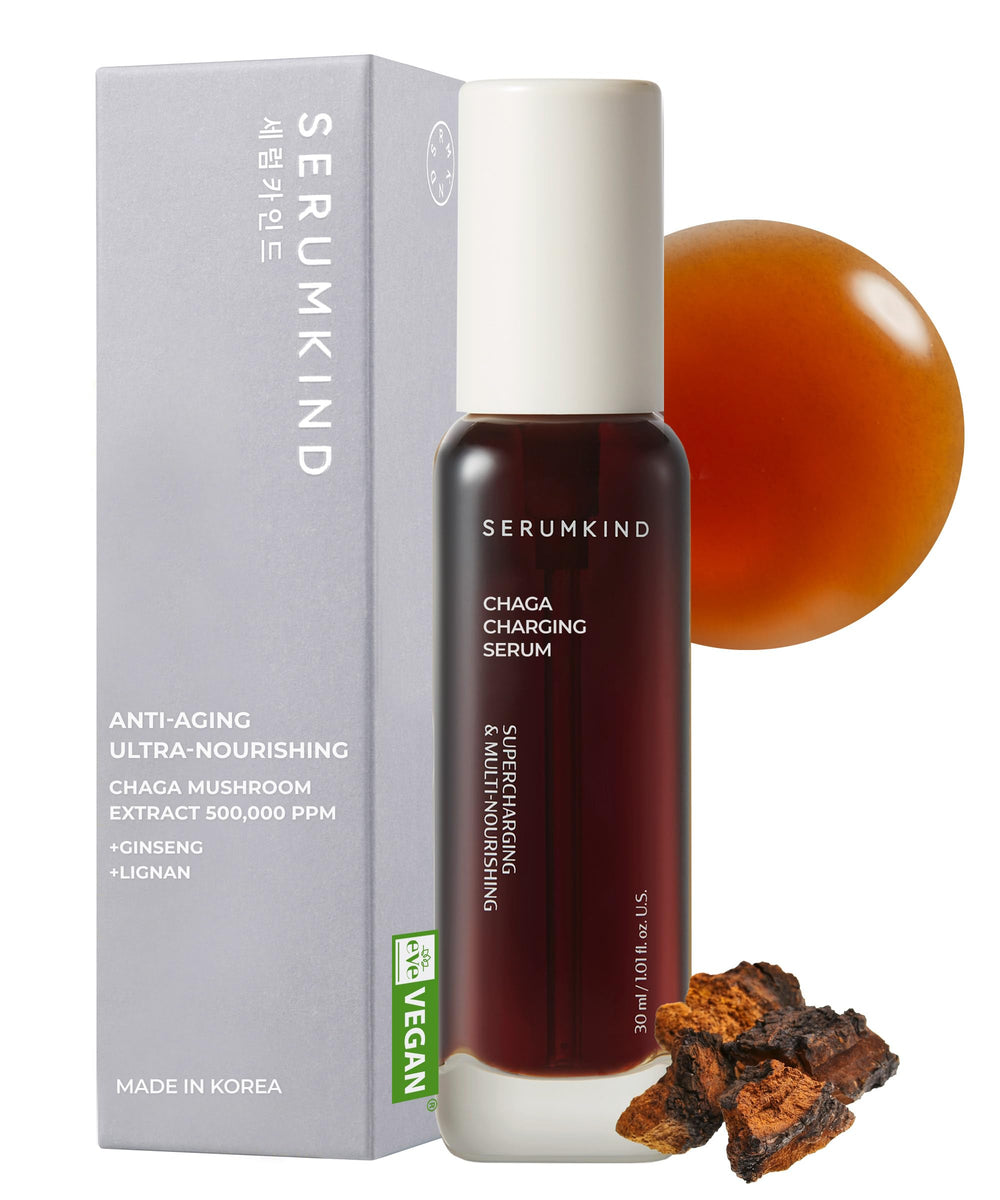 SRMKND SERUMKIND – bouteille-serum-chaga pour hydratation durable du visage.