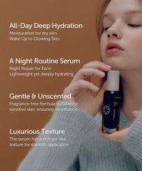 Gouttes-serum visibles utilisées sur le visage.