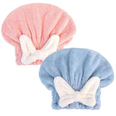 2Pcs wrap-cheveux microfibre, noeud rose : absorption rapide et douceur.
