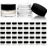 Pot Seuqhck de 5 ml en verre clair avec bouchon noir, pratique pour échantillons et voyage.