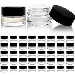 Pot Seuqhck de 5 ml en verre clair avec bouchon noir, pratique pour échantillons et voyage.