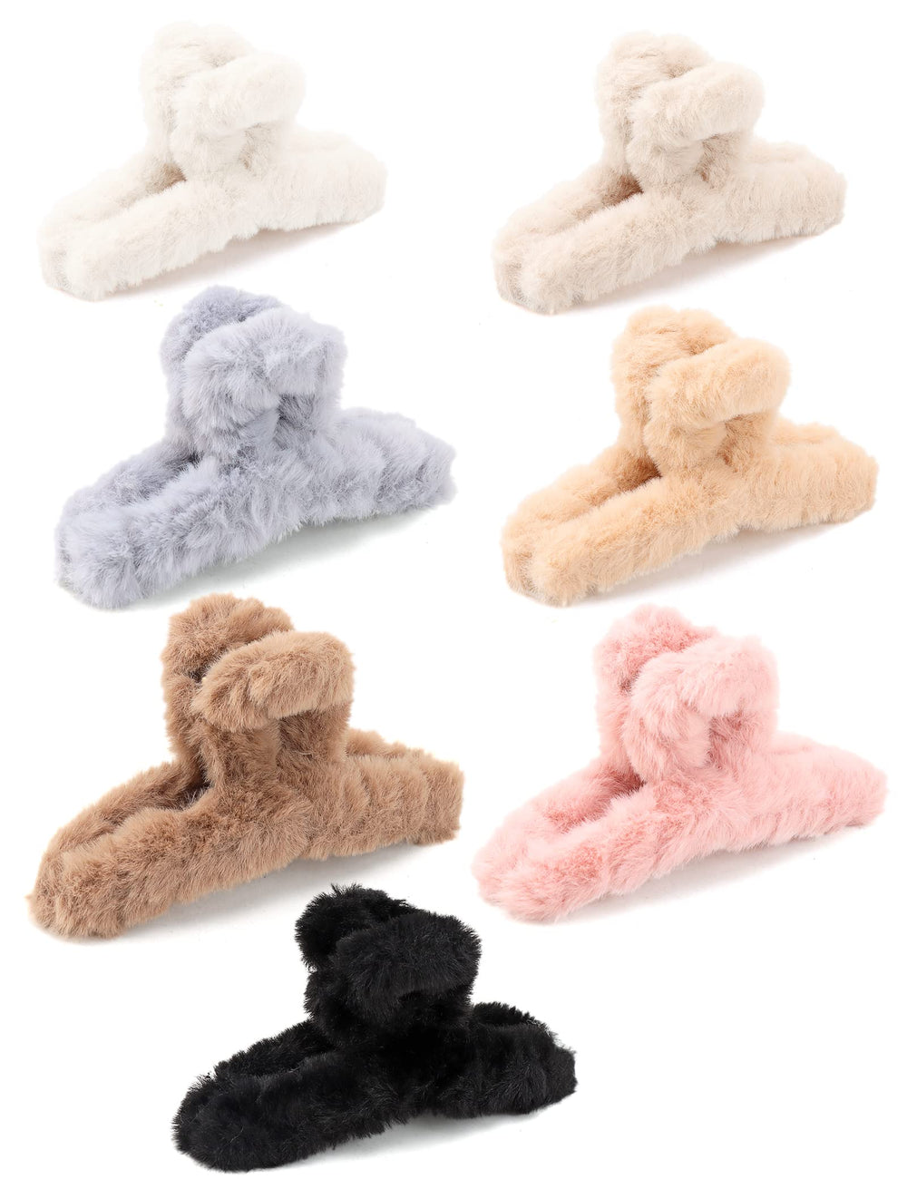 SEVEN LUCKY LIGHT pince-cheveux peluche ensemble 7 pinces, pratique pour varier les coiffures quotidiennes.