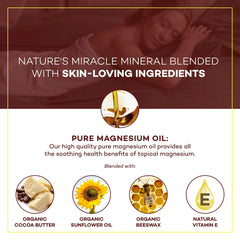 Beurre de cacao et vitamine E dans Seven Minerals — peau hydratée et souple.