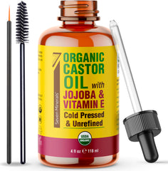 Huile de ricin Seven Minerals dans un flacon en verre, hydratation naturelle