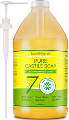Seven Minerals Pure Castile – Bouteille sans palmier, douceur adaptée aux peaux sensibles