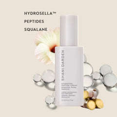 Emballage épuré de SHANI DARDEN Hydration Peptide Cream et utilisation matin et soir.