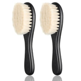 Brosse Shappy pour barbier avec poignée en bois et brins laineux, démêlage doux.