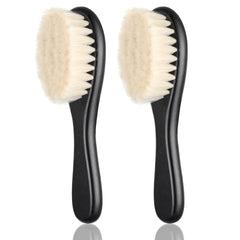 Brosse Shappy pour barbier avec poignée en bois et brins laineux, démêlage doux.