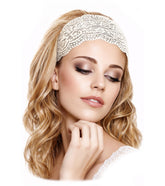 ShariRose bandeau dentelle blanche motif floral, élégant pour tous les looks.