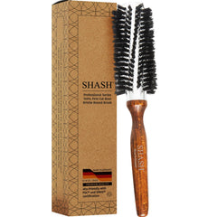 SHASH brosse ronde poil sanglier avant, volume immédiat et démêlage facile.