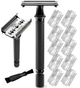 SHAVING REVOLUTION rasoir double tranchant avec poignee longue et ouverture papillon pour un rasage précis