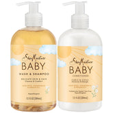 Shampoing-douche sans larmes SheaMoisture pour bébé, douceur et propreté délicates.