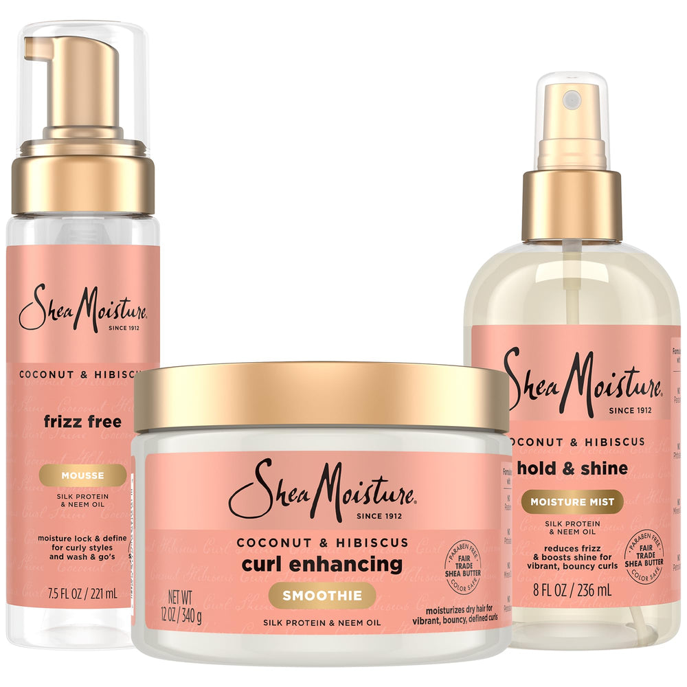 Curl Enhancing Smoothie de SheaMoisture — bouteille, définition naturelle des boucles.