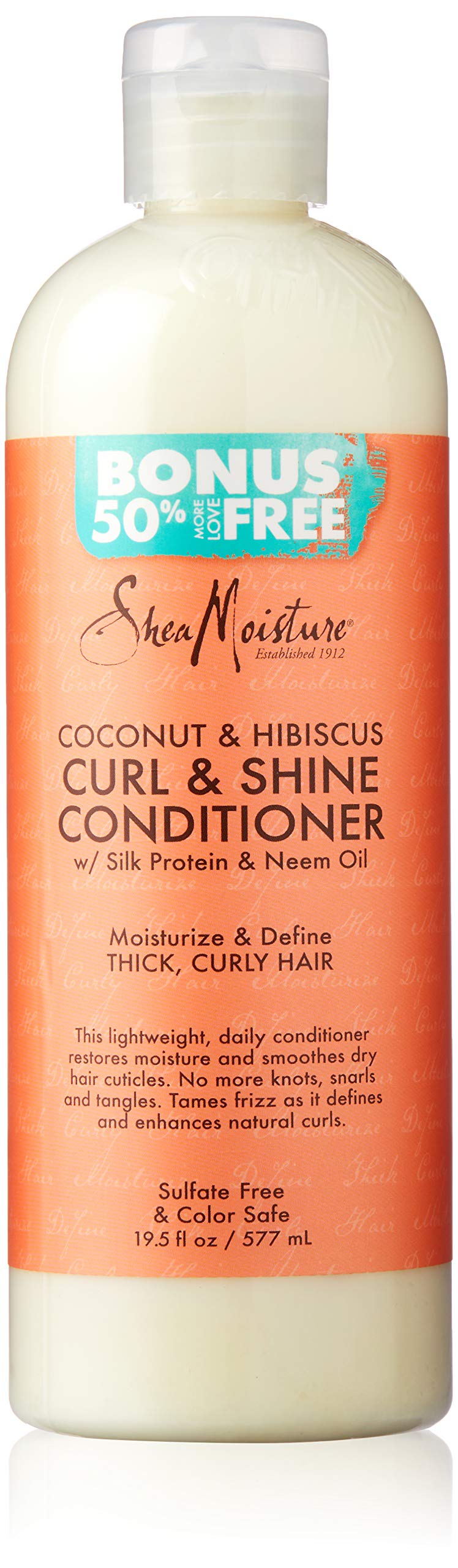 SheaMoisture conditionneur coco hibiscus pour des boucles brillantes et faciles à coiffer.