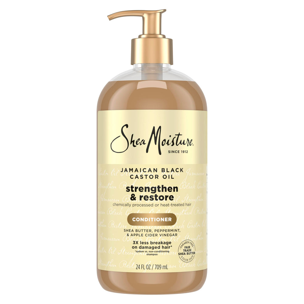 SheaMoisture conditionneur—bouteille d huile de ricin noir jamaïcain, démêle et hydrate les longueurs.