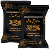 Lingettes visage SheaMoisture, pack de deux, nettoyage en douceur et rafraîchissement.