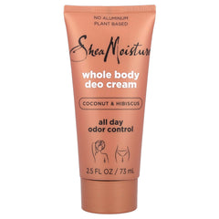 Déodorant crème Sheamoisture Coco Hibiscus, application invisible sans aluminium pour une fraîcheur durable.