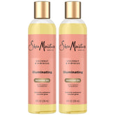 Huile de massage SheaMoisture illuminante, bouteille 8 onces, hydrate durablement la peau.
