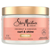 Masque cheveux coco hibiscus de SheaMoisture pour hydrater et redéfinir les boucles.