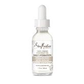 Sérum hyaluronique SheaMoisture sur visage pour hydrater en profondeur.