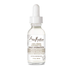 Sérum hyaluronique SheaMoisture sur visage pour hydrater en profondeur.