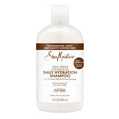 Shampooing SheaMoisture en bouteille: hydratation légère pour tous types de cheveux.