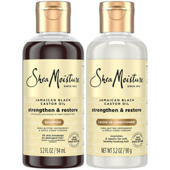 Shampoing SheaMoisture voyage, bouteille pratique et légère, revitalisant pour cheveux.