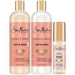 Shampooing SheaMoisture Coco Hibiscus, bouteille visible, douceur et définition pour les boucles.