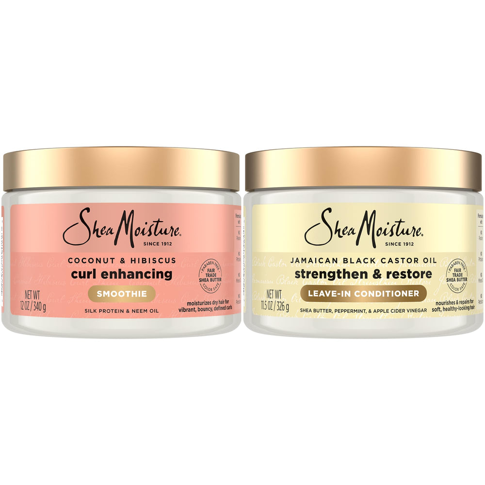 SheaMoisture Smoothie Coco Hibiscus sur cheveux humides pour des boucles définies.