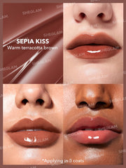 SHEGLAM PoutPerfect texture crèmeuse: vernis à lèvres brillant et couleur intense Sepia Kiss.