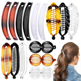 Barrettes banane SHEHARUHI en écaille tortue, accessoire rétro chic.