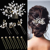 SHEHARUHI broches bride cristal doré, effet scintillant pour mariée
