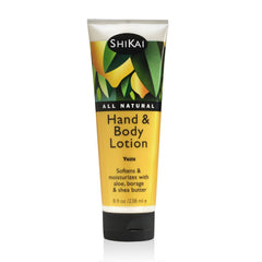 Lotion ShiKai Mains et Corps Yuzu, hydratation nourrissante pour peau sèche et souple.