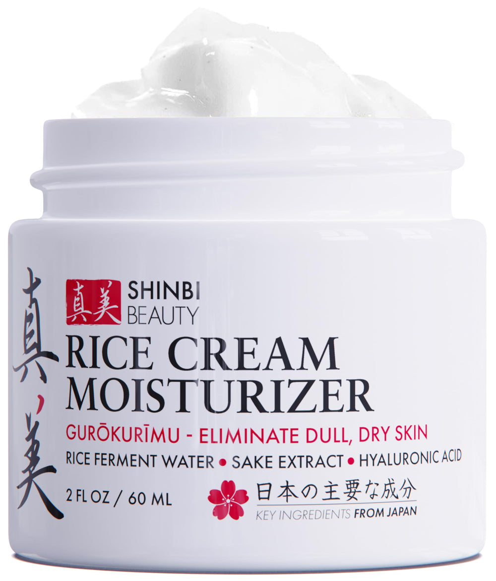 Shinbi Beauty crème riz visage : texture veloutée pour hydratation durable.