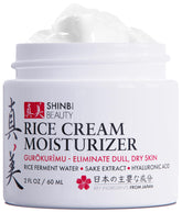 Shinbi Beauty crème riz visage : texture veloutée pour hydratation durable.