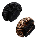 SHINEONME bonnet satin noir jumbo, protège les cheveux pendant le sommeil.