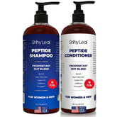 Shiny Leaf Shampoo Peptides flacon 16oz — potentiel volume et densité cheveux.