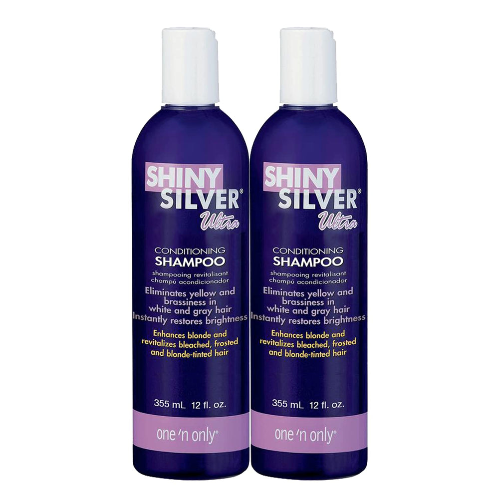 SHINY SILVER Shampoing Ultra-Conditionnant, flacon principal, apporte brillance et neutralise les nuances jaunes.