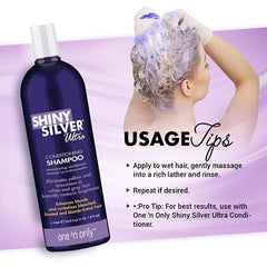 SHINY SILVER Shampoing Ultra-Conditionnant, versement facile, sensation fraîche pendant le lavage.