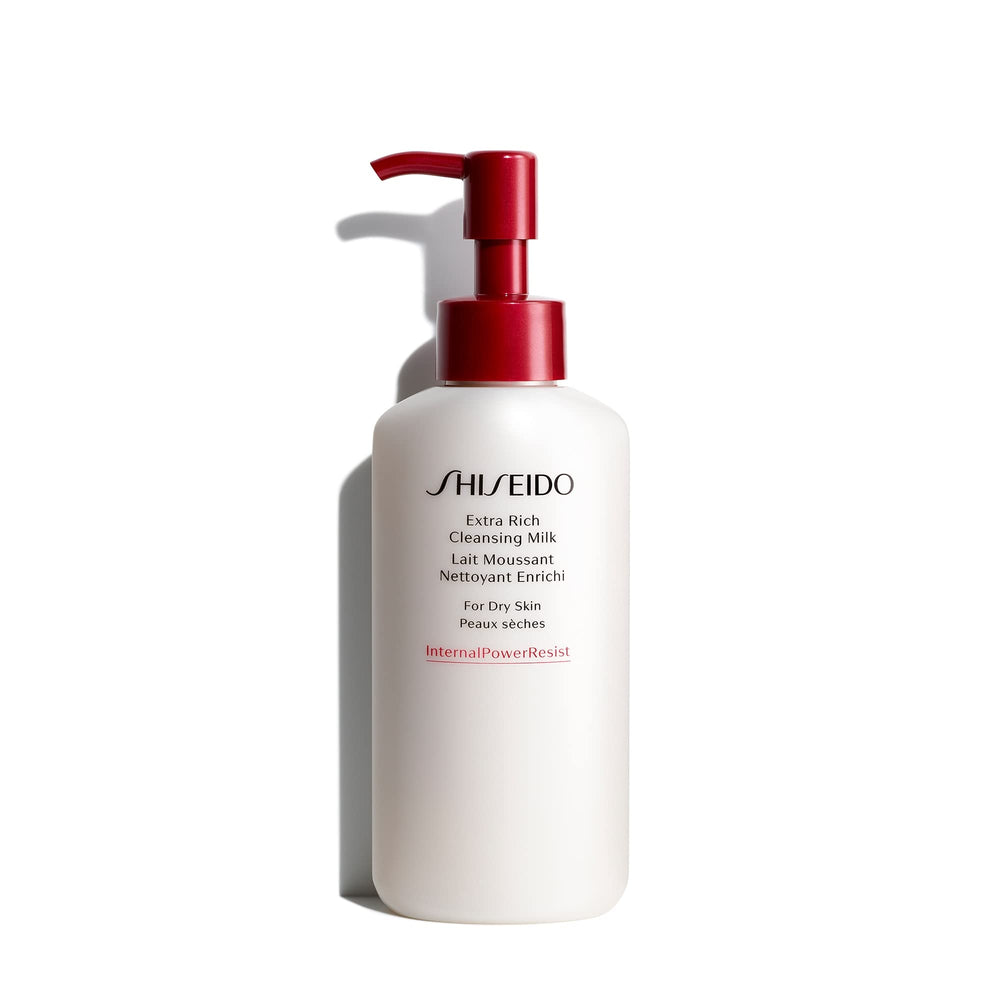 Shiseido Lait Nettoyant Extra-Riche en flacon, hydratation en profondeur avant et après le nettoyage.