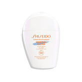 Shiseido Urban Environment écran solaire minéral clair, flacon protègent et hydratent la peau.