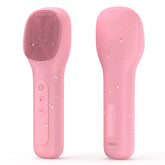 Brosse visage SHOBES rose compacte pour un soin rapide en voyage.