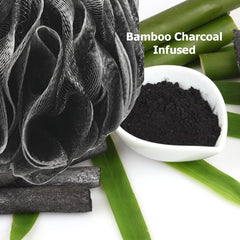 Loufa-charbon multicolore: exfoliation en douceur visage et corps.