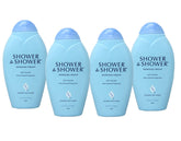 Shower To Shower poudre absorbante Morning Fresh lavande, pack quatre, fraîcheur durable.