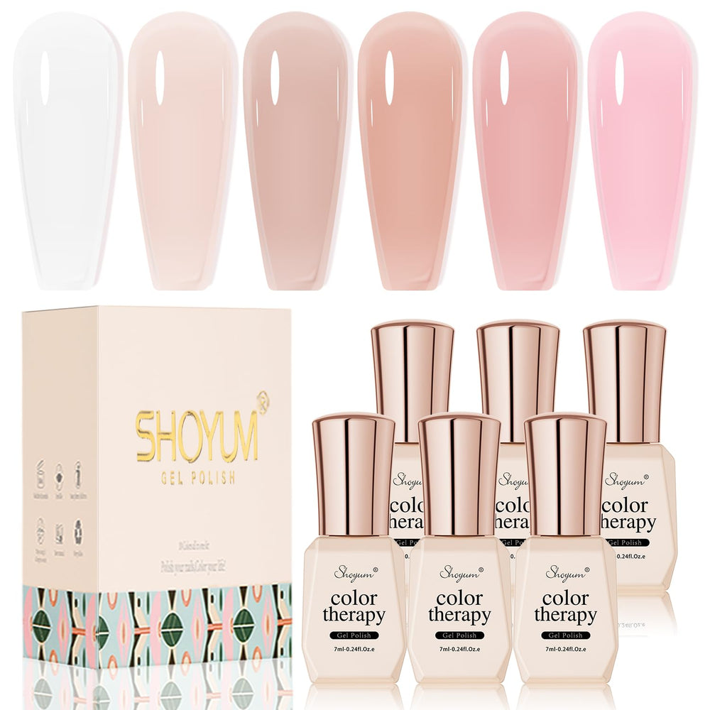 SHOYUM nude pink jelly gel polish set in box for versatile color options